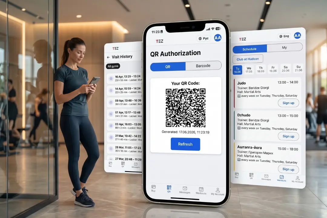 Let members book classes, access memberships, track visits, and enter your club directly from their smartphone.